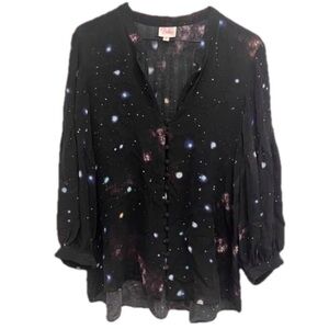 Parker silk long sleeve blouse puffy sleeve size small